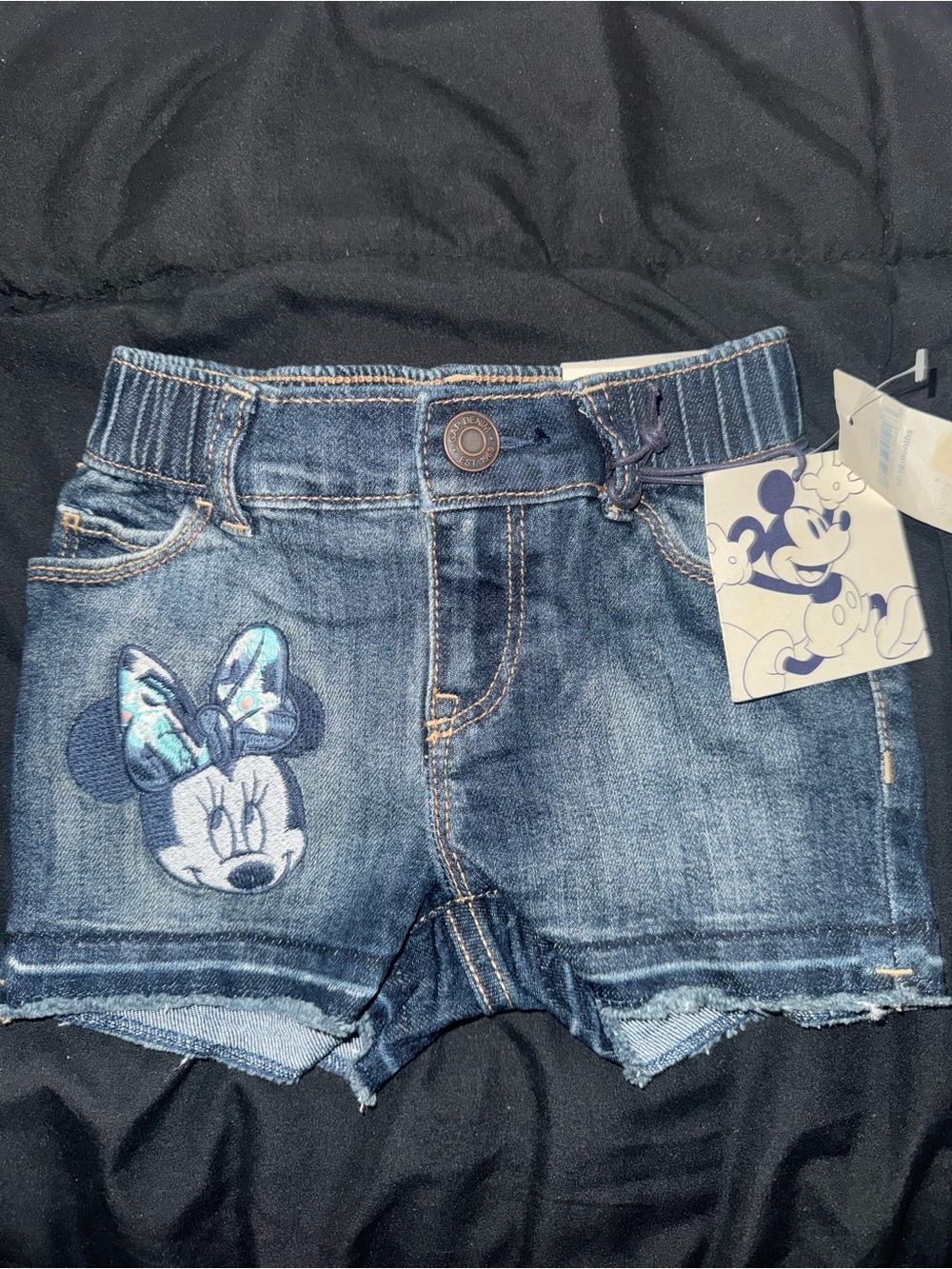 Disney Denim Minnie Embroidered Shorts - Blue